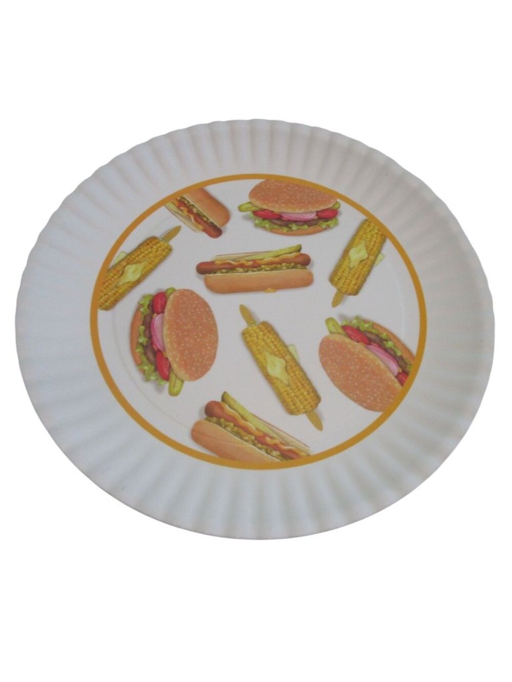 Hamburger Hot Dog Melamine Paper Plate Style Platter Picnic BBQ Design Dishwashe